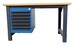 etabli métal avec plateau bois avec caisson 6 tiroirs incorporé
CHARGE 1000 KG  